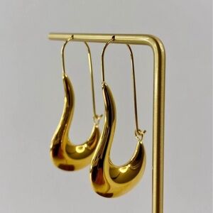 Beautiful Pair of High Quality Gold Plated French Hoop Earrings